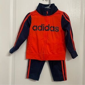Adidas Youth Toddler Orange and Navy Tracksuit Full Zip Athletic Casual Size 2T